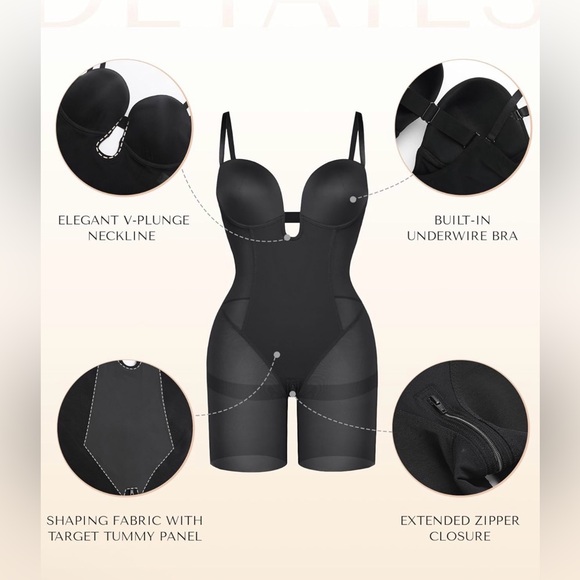 SHAPELLX Strapless Shapewear Deep Plunge Corset Tummy Control Backless Small S - Picture 4 of 8